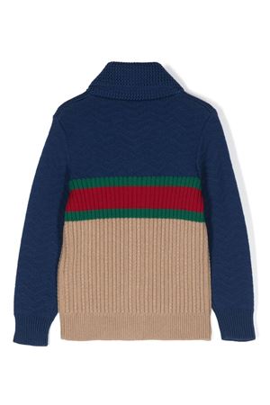 cardigan in lana blu GUCCI KIDS | 738311XKDAG2400